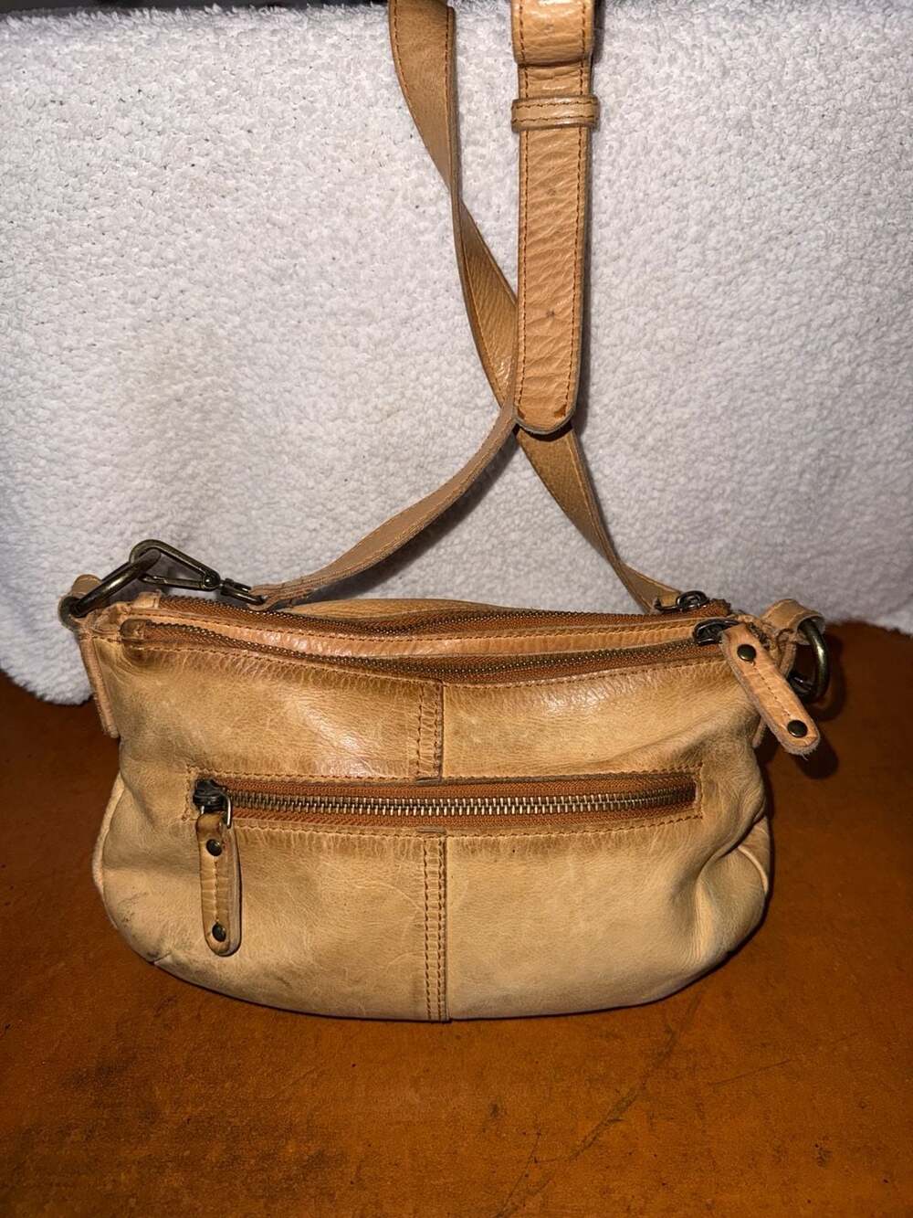Vintage Distressed Brown Leather Crossbody Bag